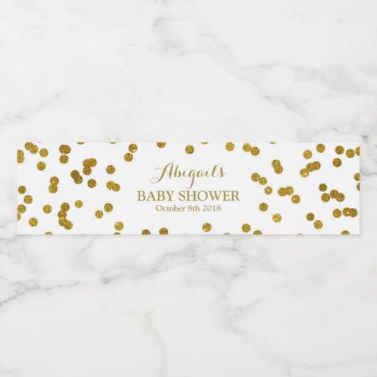 Gouden Confetti Baby shower Waterflesetiket Waterfles Etiket (Enkel label)