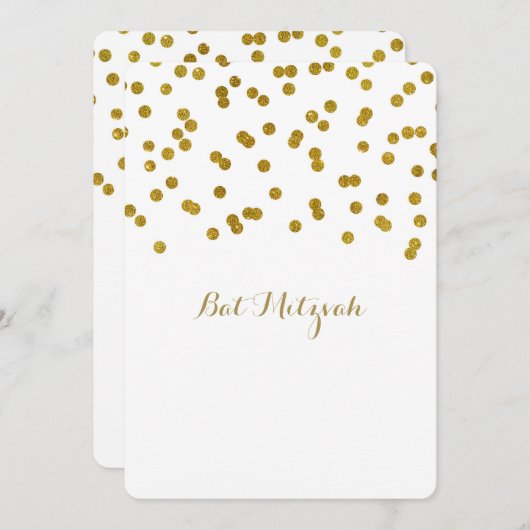 Gouden Confetti Bat Mitswa Uitnodigingen (Voorkant / Achterkant)