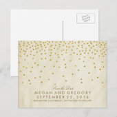  gouden confetti bewaar de datum aankondigingskaart (Voorkant / Achterkant)