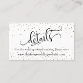 Gouden Confetti Bewaar de datum Trouwdetail Invoeg Visitekaartje (Achterkant)