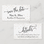 Gouden Confetti Bewaar de datum Trouwdetail Invoeg Visitekaartje (Voorkant / Achterkant)