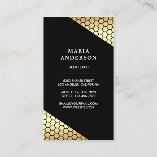 Gouden Confetti bijenkorf Regenboog Honing Bijenim Visitekaartje (Achterkant)