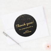 Gouden Confetti Black Circle Verjaardag Bedankt Ronde Sticker (Envelop)