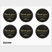 Gouden Confetti Black Circle Verjaardag Bedankt Ronde Sticker (Vel)