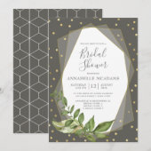 Gouden Confetti Bladeren Grijs Geometrisch Vrijgez Kaart (Voorkant / Achterkant)