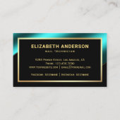 Gouden Confetti Blauwgroen Blauw Nail Poolse Manic Visitekaartje (Achterkant)