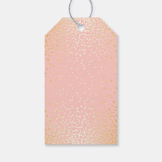 Gouden Confetti Blush Roze Bruiloft Dank u Cadeaulabel (Achterkant)