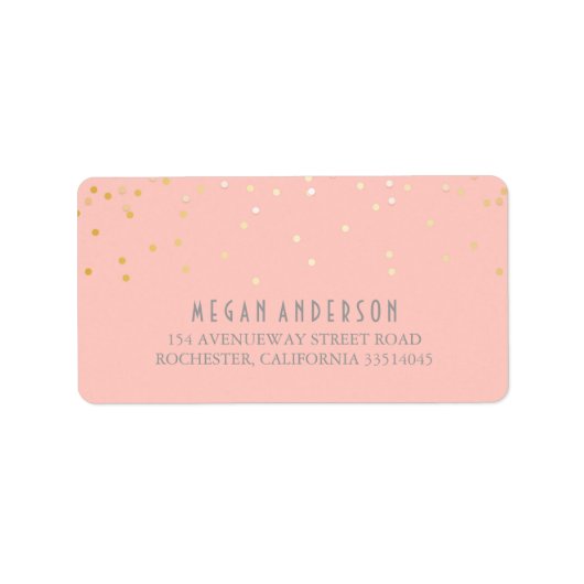 Gouden Confetti Blush Roze Bruiloft Etiket (Voorkant)