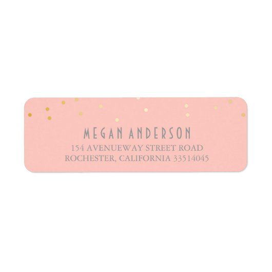 Gouden Confetti Blush Roze Bruiloft Etiket (Voorkant)
