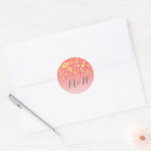 Gouden Confetti Blush Roze Bruiloft Ronde Sticker (Envelop)