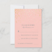 Gouden Confetti Blush Roze bruiloft RSVP Kaarten (Voorkant)
