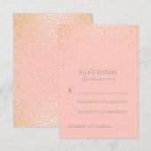 Gouden Confetti Blush Roze bruiloft RSVP Kaarten Kaartje (Voorkant / Achterkant)
