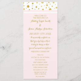 Gouden Confetti Blush Roze Huwelijksprogramma Programmakaart