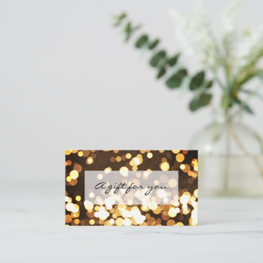 Gouden confetti bokeh glitter cadeaubon visitekaartje (Staand voorkant)