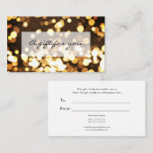 Gouden confetti bokeh glitter cadeaubon visitekaartje (Voorkant / Achterkant)