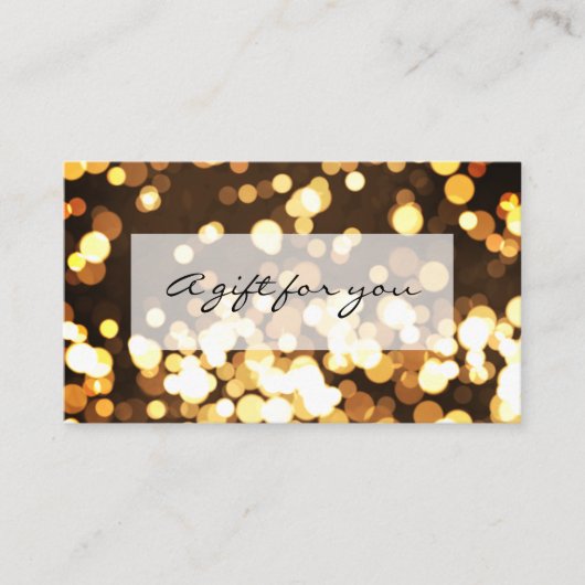 Gouden confetti bokeh glitter cadeaubon visitekaartje (Voorkant)