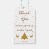 Gouden Confetti, Bomen & Glitter Herten Bruiloft Cadeaulabel (Voorkant)