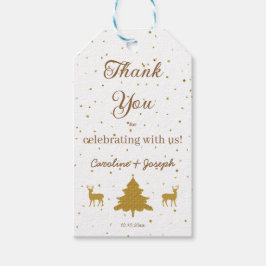 Gouden Confetti, Bomen & Glitter Herten Bruiloft Cadeaulabel