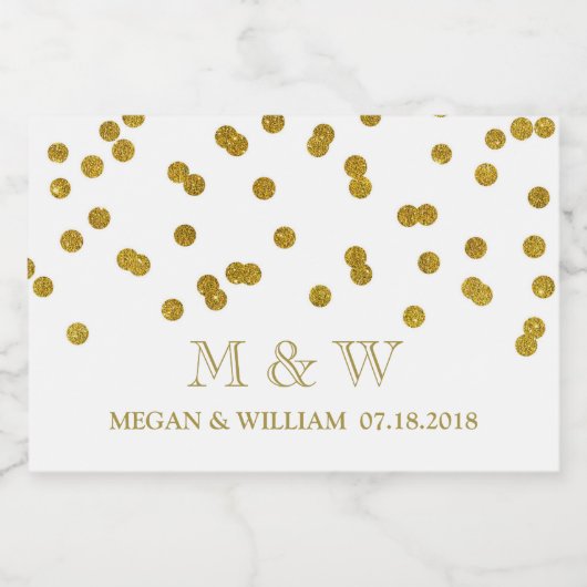 Gouden Confetti Bruiloft Aangepast Monogram Etiket (Enkel label)