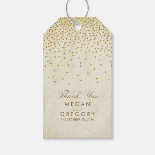  gouden Confetti bruiloft Cadeaulabel (Voorkant)