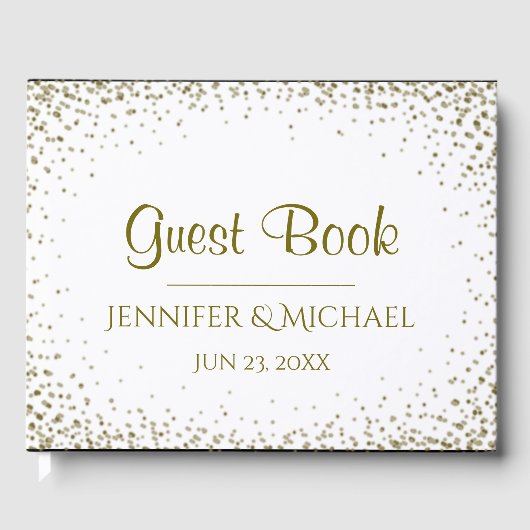 Gouden Confetti bruiloft gastenboek (Voorkant)