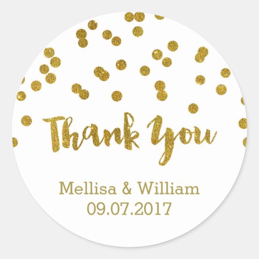 Gouden Confetti bruiloft gunst Labels (Voorkant)