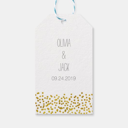 Gouden Confetti bruiloft gunst Labels Cadeaulabel (Achterkant)