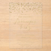 Gouden Confetti bruiloft Jubileum Acryl Uitnodigingen (Voorkant)