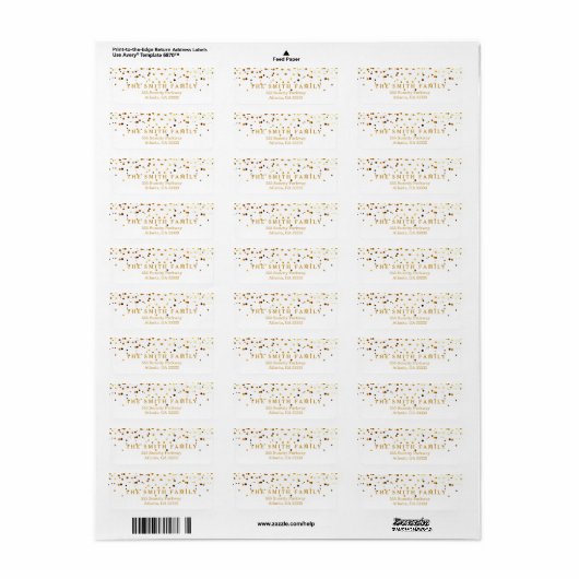  gouden Confetti bruiloft Klassieke Stippen Modern Etiket (Full Sheet)