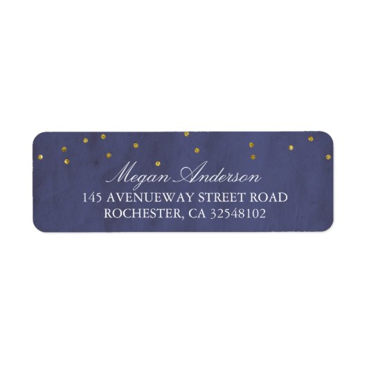 gouden Confetti bruiloft marine Etiket (Voorkant)