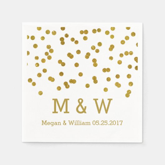 Gouden Confetti bruiloft monogram Servetten (Voorkant)