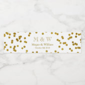 Gouden Confetti Bruiloft Monogram Waterflesetiket Waterfles Etiket (Enkel label)