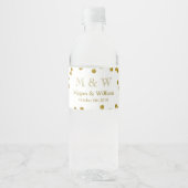 Gouden Confetti Bruiloft Monogram Waterflesetiket Waterfles Etiket (Voorkant)