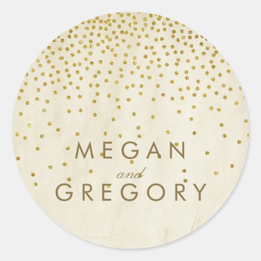  gouden Confetti bruiloft Ronde Sticker (Voorkant)