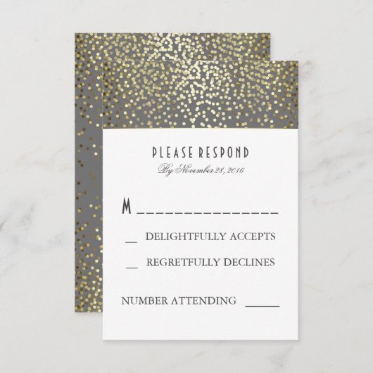 Gouden Confetti bruiloft RSVP Kaarten (Voorkant / Achterkant)