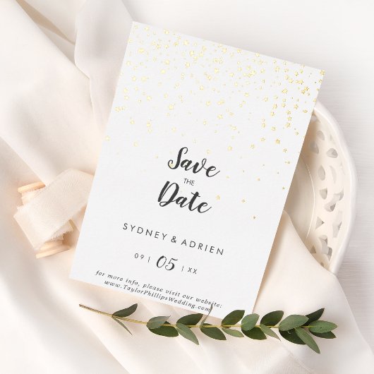 Gouden Confetti bruiloft Save The Date Gold Folie Uitnodiging
