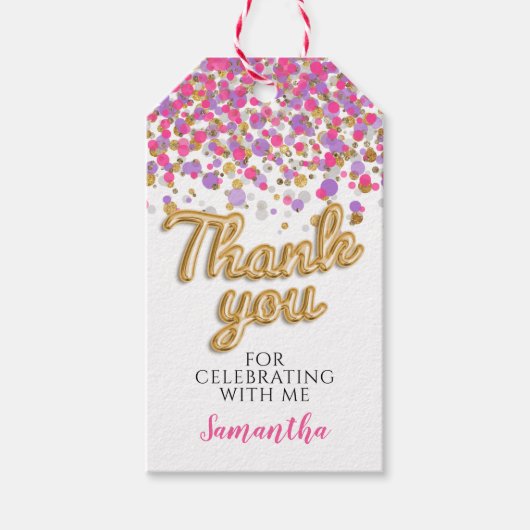Gouden Confetti cadeau Labels Cadeaulabel (Voorkant)