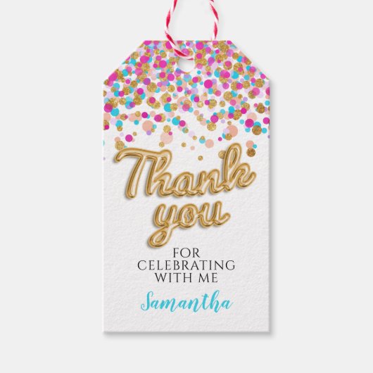 Gouden Confetti cadeau Labels Cadeaulabel (Voorkant)