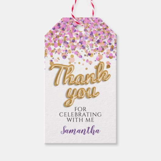 Gouden Confetti cadeau Labels Cadeaulabel (Voorkant)