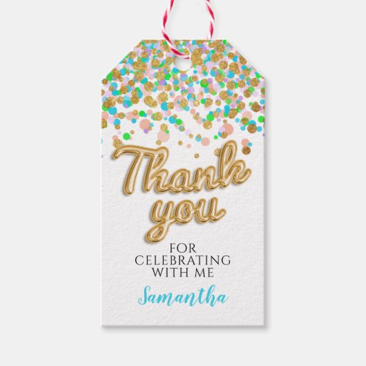 Gouden Confetti cadeau Labels Cadeaulabel (Voorkant)
