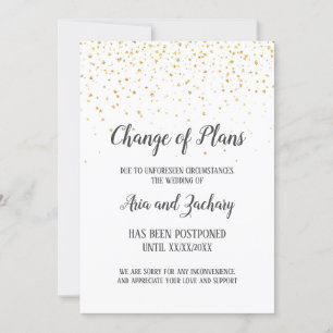 Gouden Confetti Calligrafie Huwelijk Wijziging van Kaart