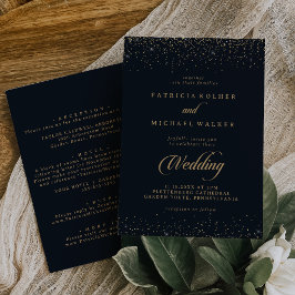 Gouden Confetti Calligrafie Voor- en Achterkant Tr Kaart
