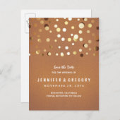 Gouden Confetti Casual en romantisch Save the Date Aankondigingskaart (Voorkant / Achterkant)