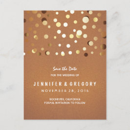 Gouden Confetti Casual en romantisch Save the Date Aankondigingskaart