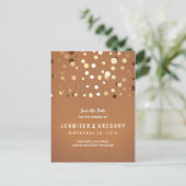 Gouden Confetti Casual en romantisch Save the Date Aankondigingskaart (Staand voorkant)