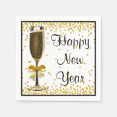 Gouden Confetti Champagne Happy New Year Eve Party Servetten (Voorkant)