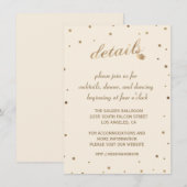 Gouden Confetti Champagne Trouwdetails Ontvangst Kaart (Voorkant / Achterkant)