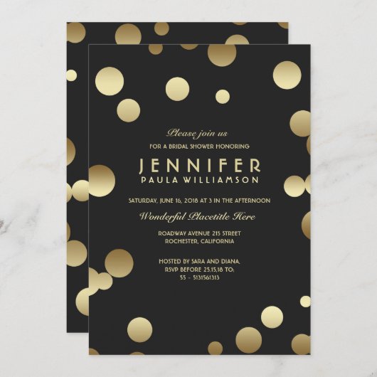 Gouden Confetti Chic Modern Vrijgezellenfeest Kaart (Voorkant / Achterkant)