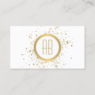 Gouden Confetti Circle Monogram Wit Visitekaartje