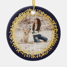 Gouden confetti cirkel foto ornament namaak folie